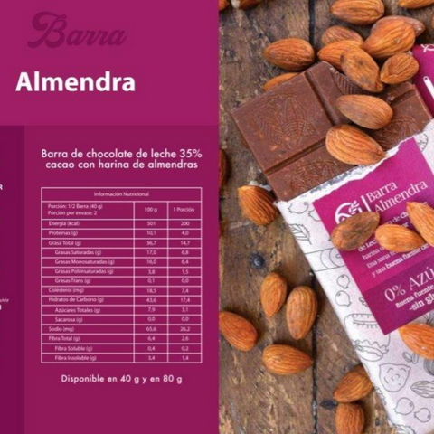 Barra Chocolate Almendra 40g